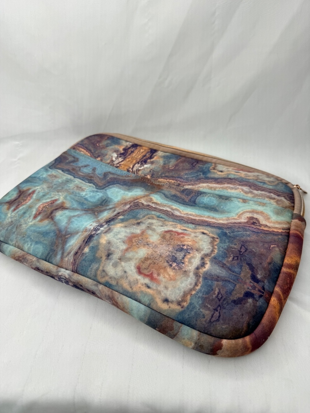 MYTAGALONGS 13” Laptop Sleeve Purple Blue Marble Art Deco Gold